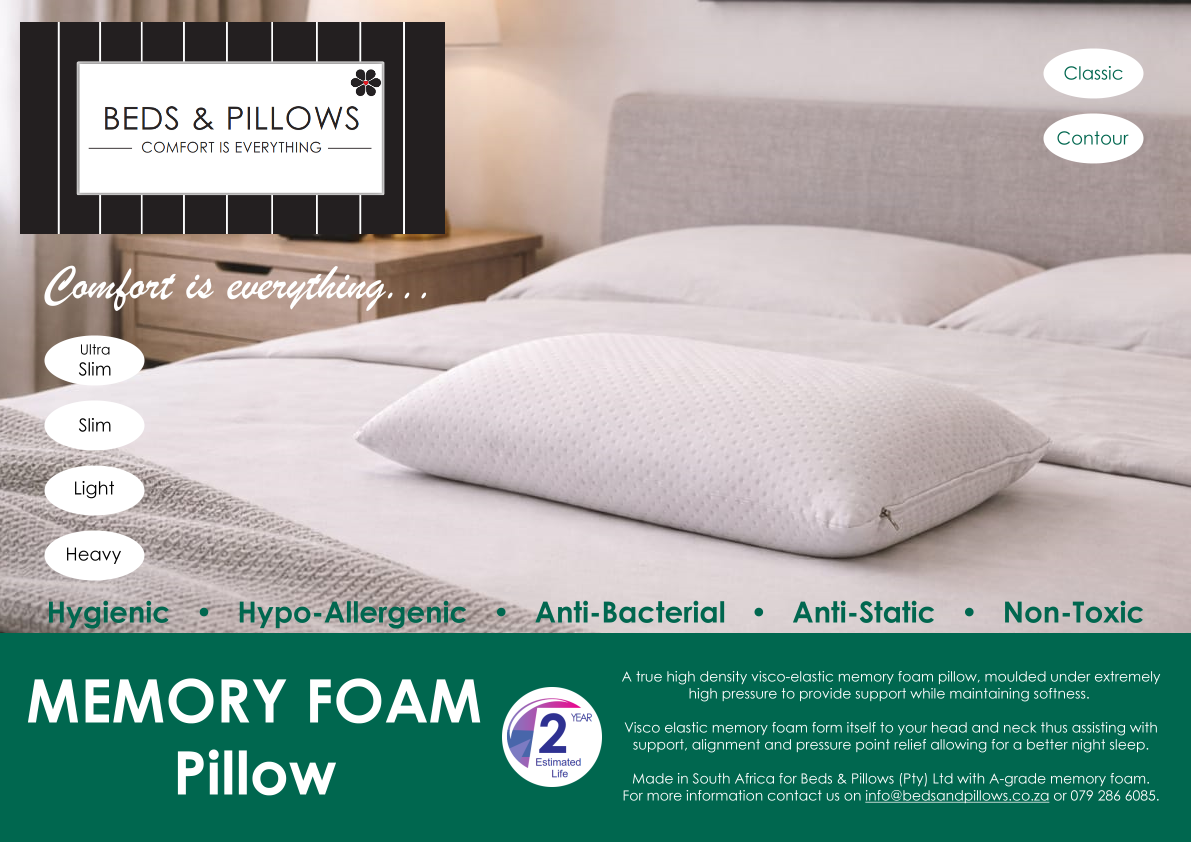 Memory Foam Light Pillow - Beds & Pillows